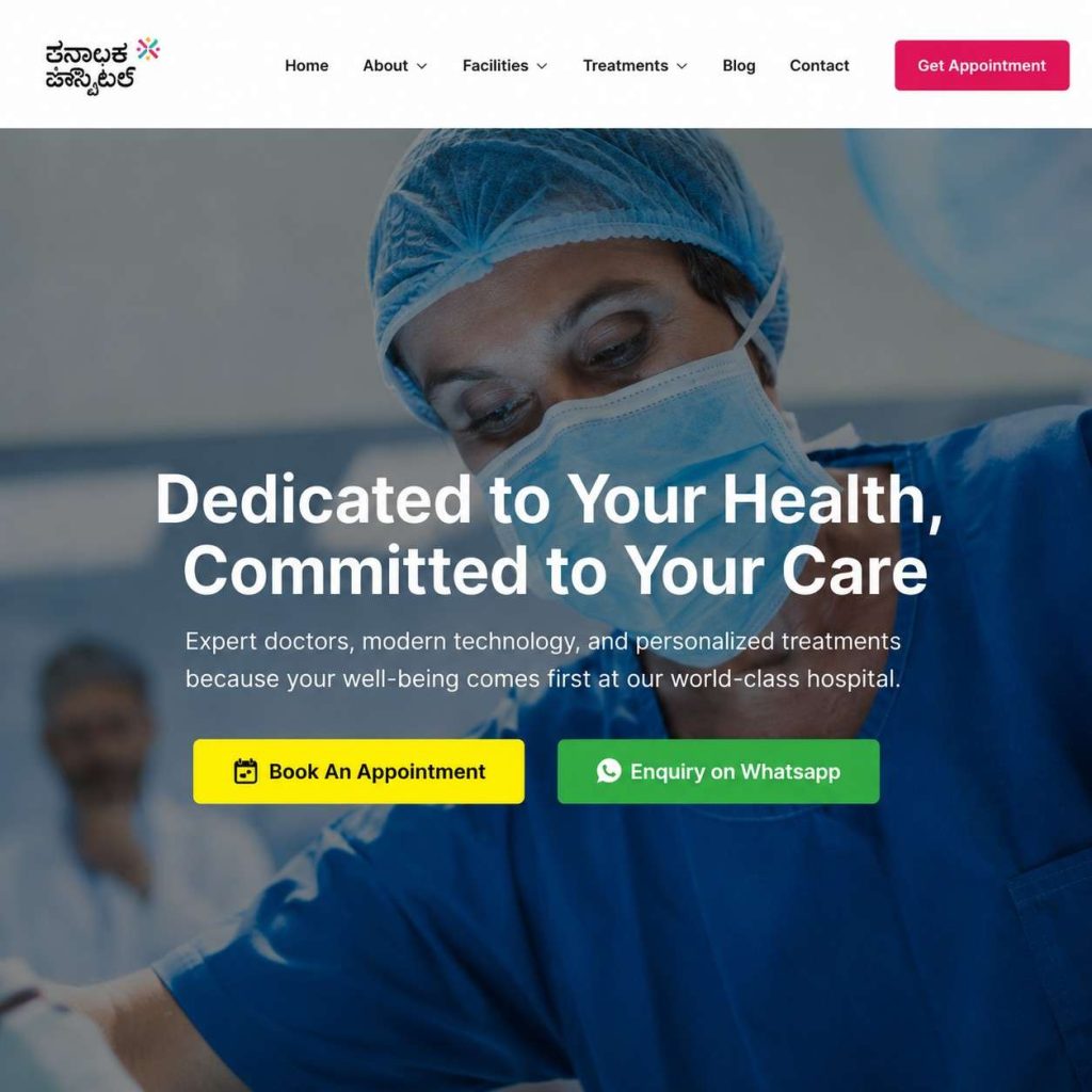 Vedantha Hospitals website homepage